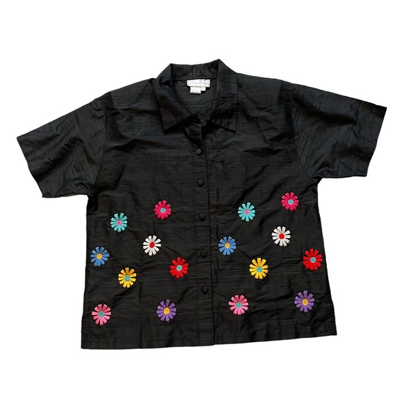 Vintage Casey Coleman 100% Silk Embroidered Detail Pantsuit, Sz M - Picture 3 of 12